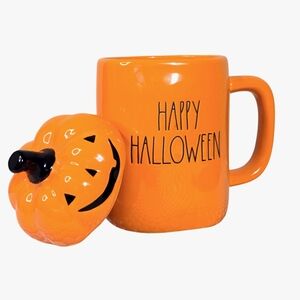 RAE DUNN • HAPPY HALLOWEEN - Pumpkin • Coffee Mug With Lid